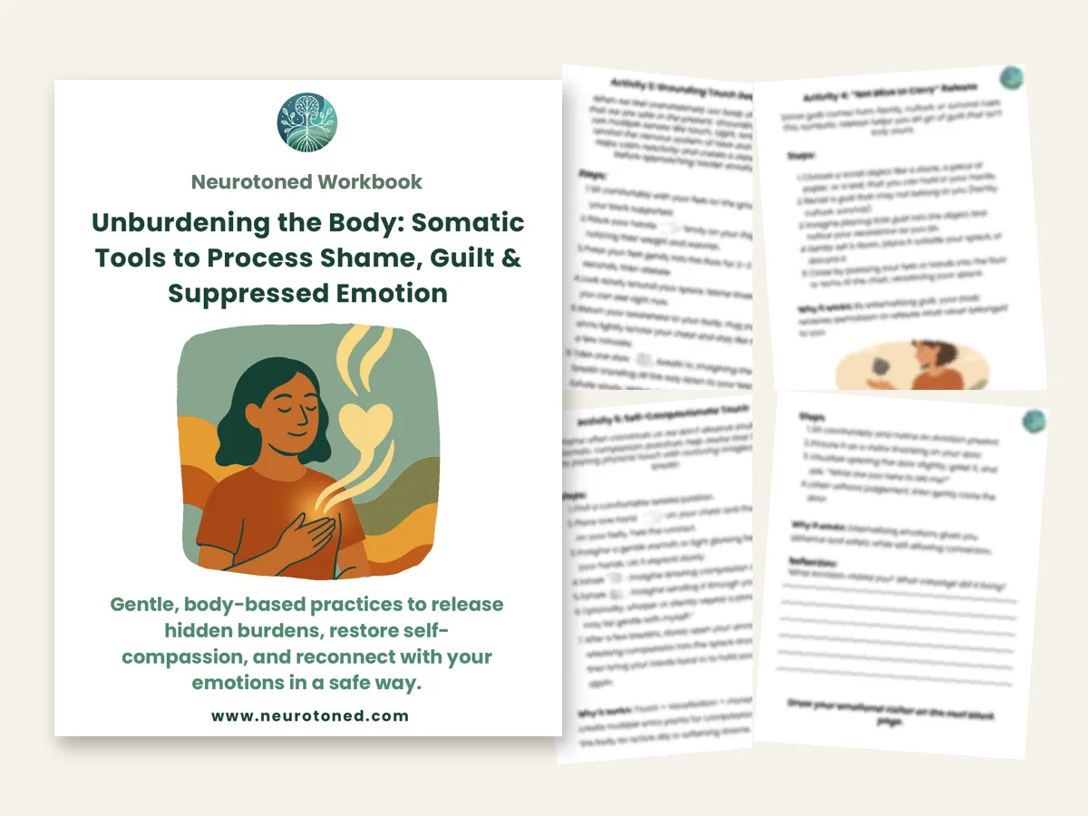The Unburdening the Body workbook: its cover and inner pages